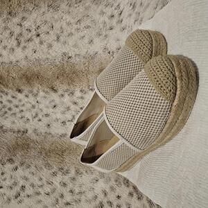 Karl Lagerfeld Adila Platform Espadrilles White Mesh Slip On 6.5M